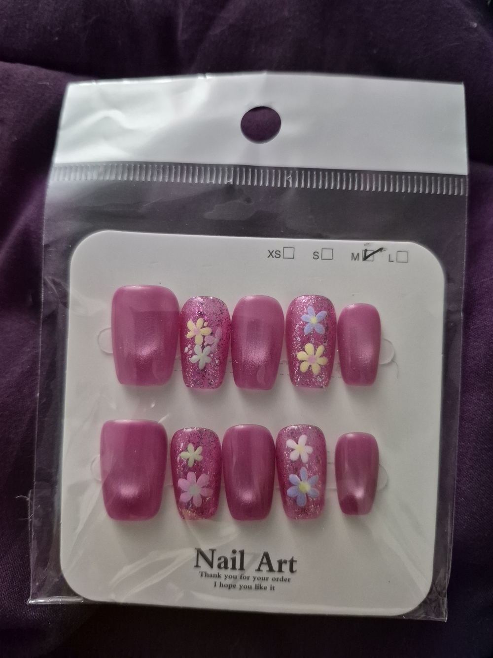 Pink Floral Press-On Nail Set